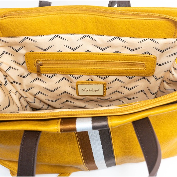 Moda Luxe Stylish, Spacious Tote Bag - Mustard/Yellow - Picture 5 of 9